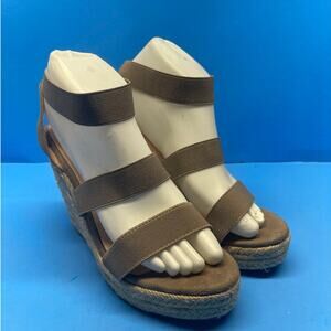 Chase & Chloe Strappy Platform Espadrille Wedge Sandals Gray Shooes Size 9